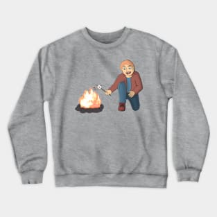 Boy Roasting Marshmallow Roasting Boy Crewneck Sweatshirt